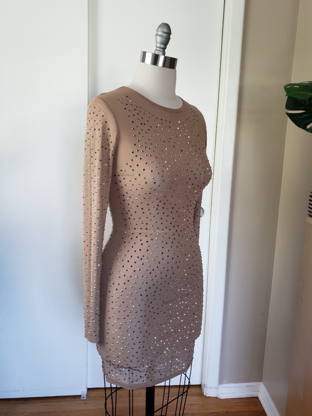 Sheer Embellished Bodycon Dress Size Small